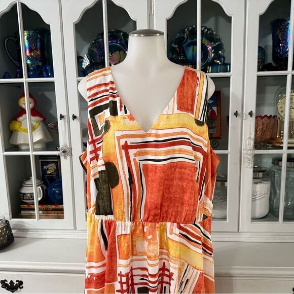 Lane Bryant Multicolor Geometric Print Women's Dress Size 18 NWT Sleeveless - Picture 2 of 6